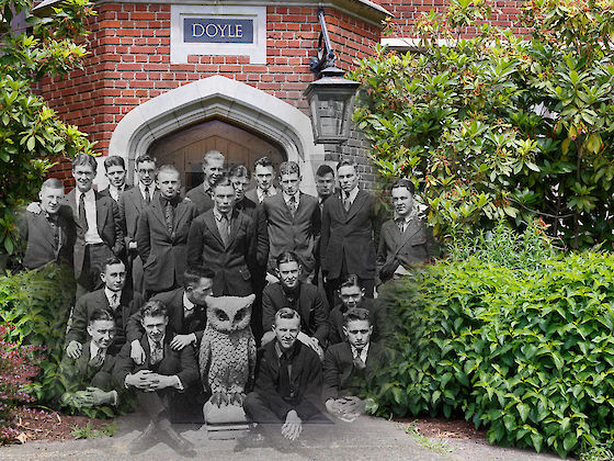 Ne’er-do-well students with the Doyle Owl, circa 1920. | © Matt Giraud Photography