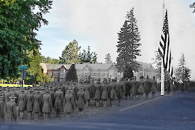 Reed College, at peace today, and marshaling for war in 1918. | © Matt Giraud Photography