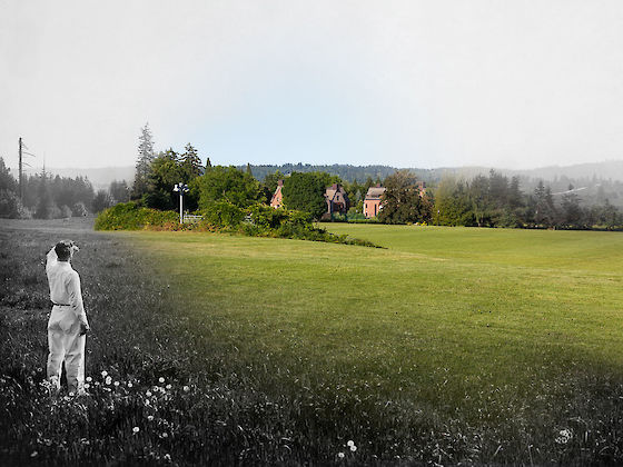 William T. Foster, Reed College's first president, looks out toward a boundless future before the college was built, in 1911. | © Matt Giraud Photography