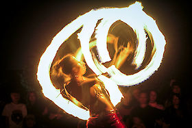 Playing with fire at a block party in Portland Oregon | © Matt Giraud Photography